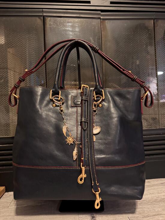 Dooney & Bourke Handbags - Navy Dooney Bourke Florentine Leather Chelsea Convertible Tote Bag